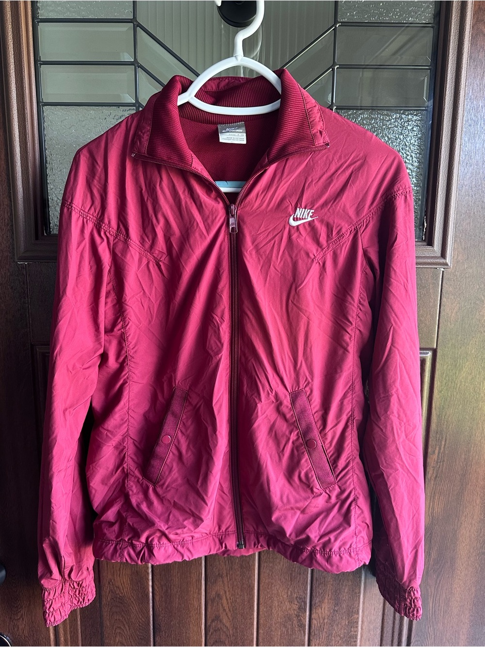 Nike Women's Bomber-Style Wind Jacket in Berry Vintage